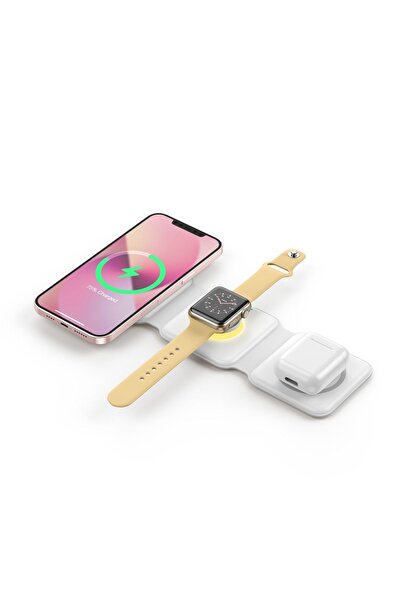 WIWU Power Air M6 3 In 1 Mıknatıslı Kablosuz Şarj Standı