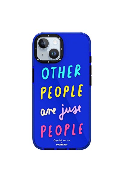 Youngkit iPhone 15 Kılıf Yazı Desenli Youngkit Mindfullness Serisi Kapak Mavi