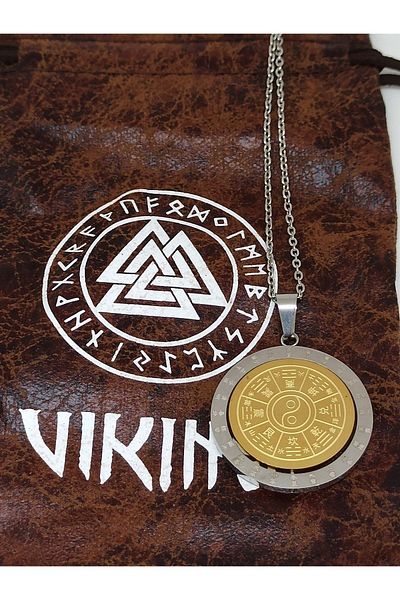 Viking Stainless Steel Scandinavian Zoydak Bagua Peace Unisex Necklace 45 cm
