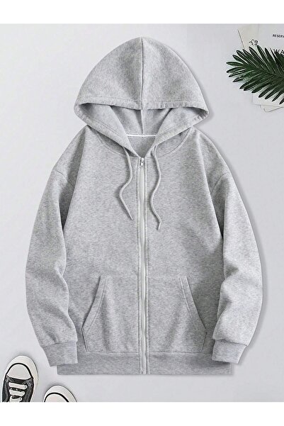 EYAX MODA Φούτερ με κουκούλα με φερμουάρ Unisex Kangaroo Pocket