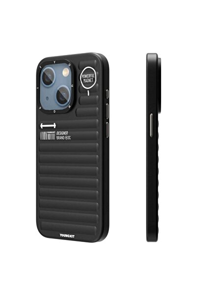 Youngkit iPhone 15 Kılıf Mat Renkli Tasarım YoungKit Original Serisi Kapak Siyah