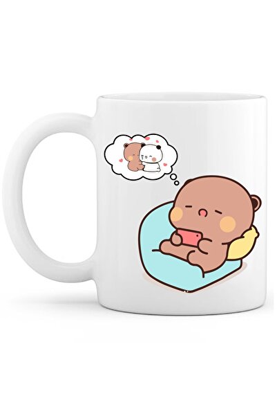 OXVİN Bubu and Dudu Dream Kupa Kahve Bardağı Hediyelik Özel Baskı (Tekli) Porselen