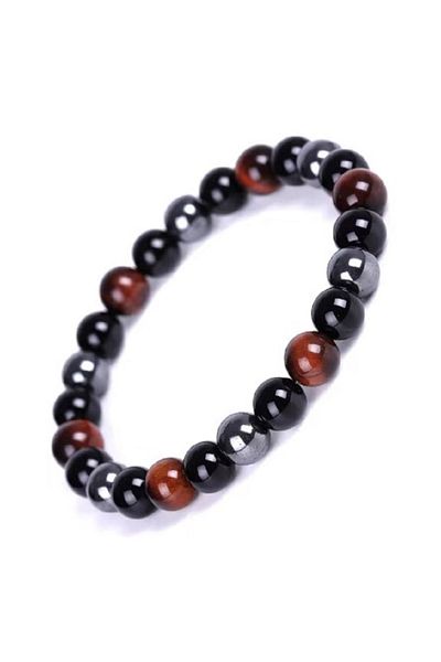 eHediyecim 3-Piece Protection Energy Bracelet - Onyx & Turtle Eye & Hematite Natural Stone