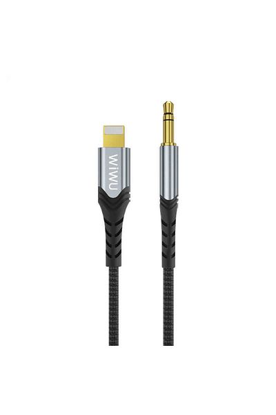 WIWU Yp02 كابل Lightning Aux كابل صوت 3.5 مم 150 سم التوصيل والتشغيل جديلة نايلون قوية