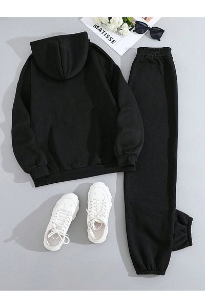 EYAX MODA Суитшърт с цип и качулка и комплект спортни панталони Jogger