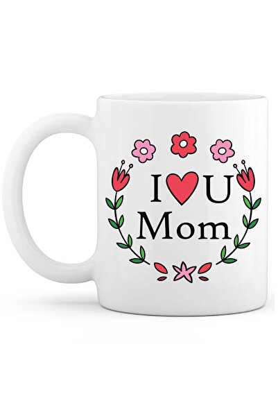 OXVİN I U Mom كوب قهوة مكتوب بطباعة خاصة (مفرد) بورسلين