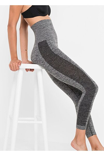 OXVİN Летни сиви дамски спортни клинчета с тънък екстра висок талиен и страничен десен