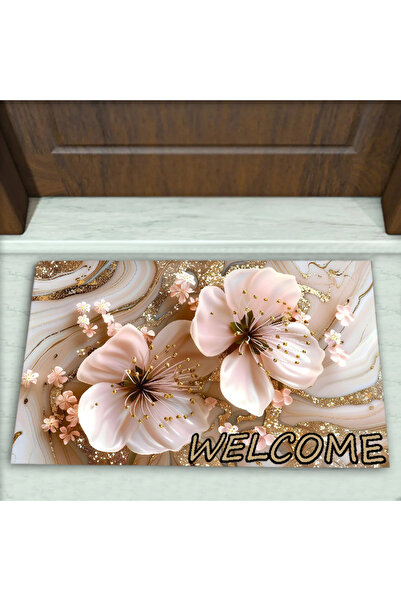 Colorix Carpet Çiçek Desenli Dekoratif Kapı Önü Paspası No: 1650