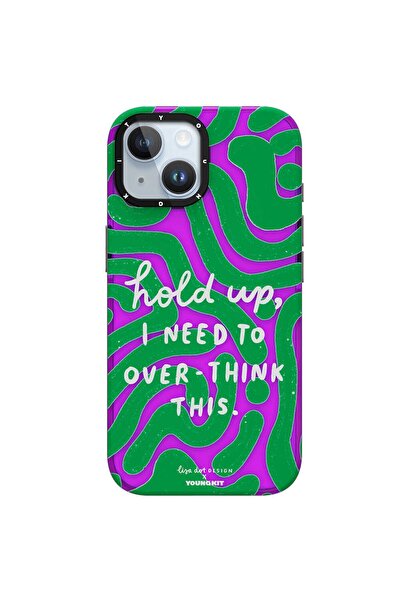 Youngkit iPhone 15 Kılıf Yazı Desenli Youngkit Mindfullness Serisi Kapak Yeşil