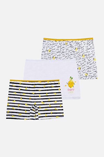 koza iç giyim Μπόξερ για κορίτσια 3 τεμαχίων με σχέδιο λεμόνι