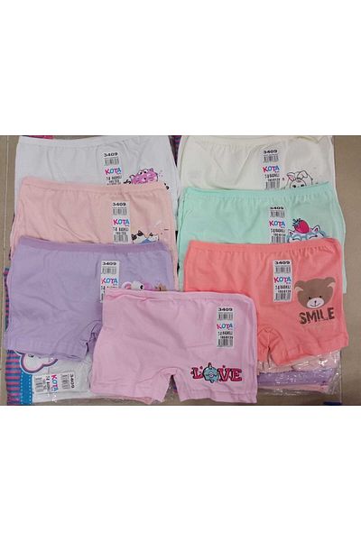 KOTA İÇ GİYİM Kota Girls Printed Boxers (KILOT, PANTY) 3409 6 τεμάχια