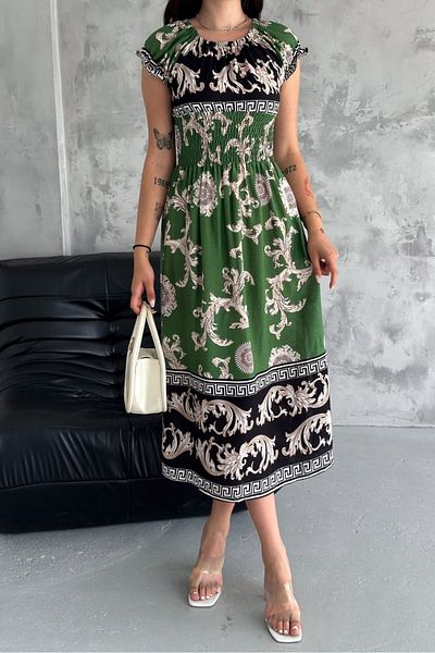 MILANOFOX Φόρεμα Skater Viscose Collar Madonna - Gimp και σκίσιμο, 100% βισκόζη, μήκος Maxi