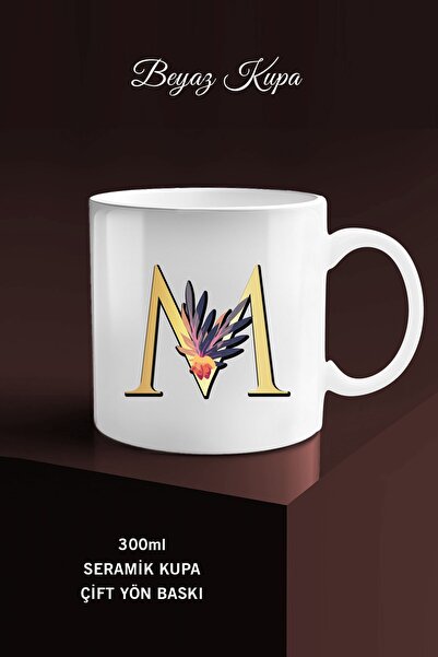 yhfoto كوب أبيض بتصميم نباتي ذهبي اللون بمقبض - كوب أبيض