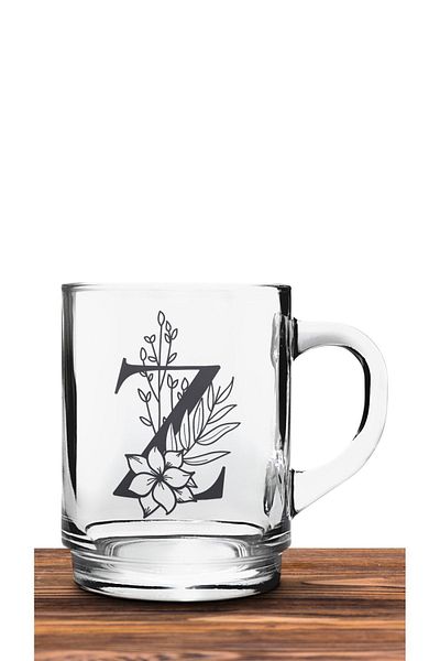 yhfoto Transparent Glass Mug with Letter Z - Camk43