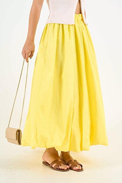 motina Yellow Maxi Balloon Skirt - Women's, Rubber Waist Detailed