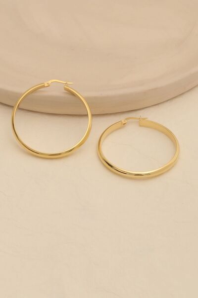 Nox Jewelry 925 Ayar Gümüş 3mm Halka Küpe - 21mm Gold