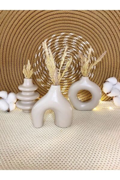 BNGE Ticaret Βάζο 10cm Stone Color Minimal Bohemian - 3 τμχ Μικρό Κομμένο Σπίτι, Σαλόνι, Τηλεόραση, Αξεσουάρ μπιχλιμπίδι βιβλιοθήκης