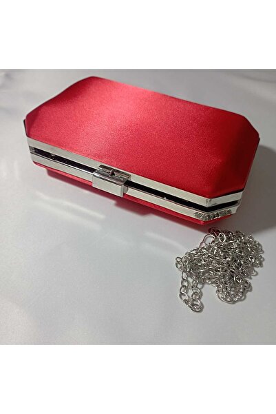 Şarra Gossi Rochie de Seara din Satin Rosu Geanta de Seara - Pentru Nunta si Absolutie