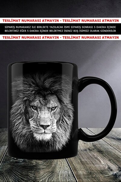 yhfoto Aslan Kupa - Siyah Kupa - Içi Siyah Dışı Siyah Kupa Bardak - Porselen ...