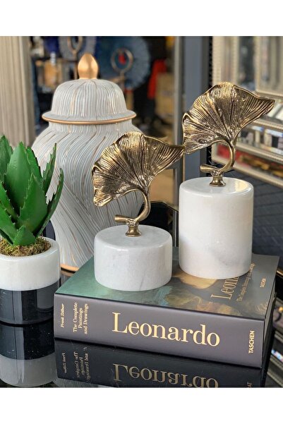 MIARIK DESIGN & DEKORASYON Dekoratif Mermer Kaideli 2 Li Eskitme Mantar Dekor