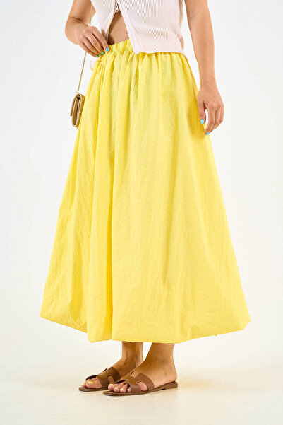 motina Yellow Maxi Balloon Skirt - Women's, Rubber Waist Detailed