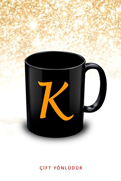 yhfoto كوب أسود حرف K - كوب