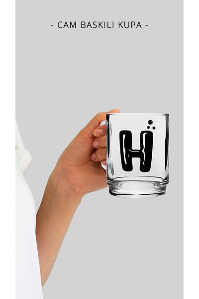 yhfoto Transparent Glass Mug with Letter H - Camk51