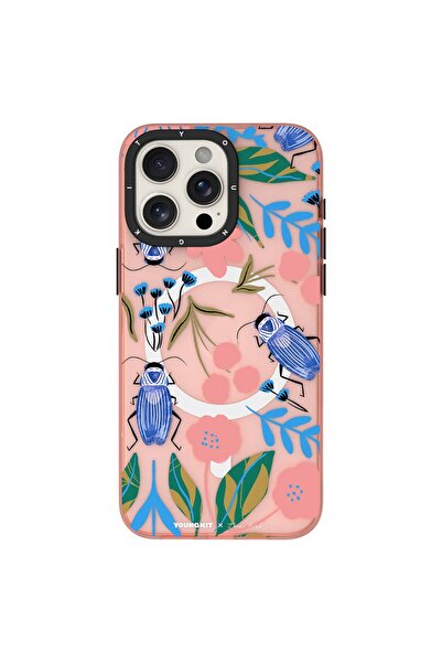 Youngkit iPhone 14 Pro Max Uyumlu Kılıf Magsafe Şarj Özellikli YoungKit Huagu Serisi Kapak Pembe
