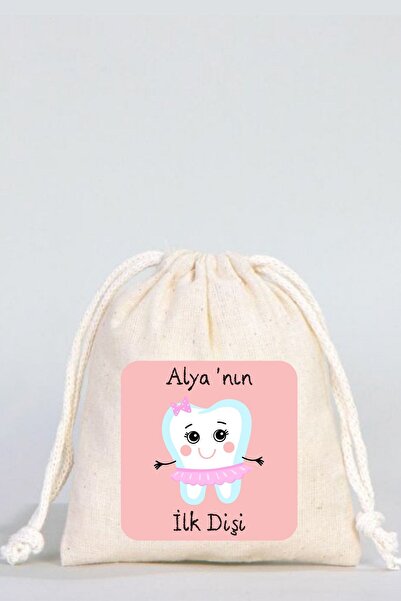 Florence Event Kişiye Özel Isim Yazılı Ilk Diş Kesesi Pembe Diş Buğdayı Hediy...