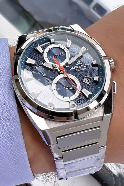 Daniel Klein Men's Waterproof Silver Color Steel Cord Wrist Watch and Gift Bracelet - DKE2098C3