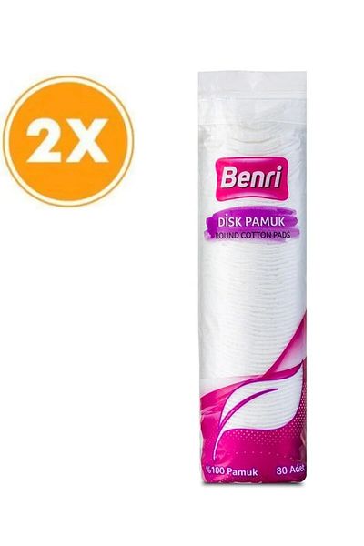 Benri Round Makeup Remover Cotton 80 Pieces X2