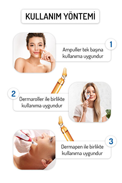 Skin Accents Yoğun Nemlendirici Yumuşatıcı Ampul Hyaluron Power Cilt Serumu 3 Adet Dermaroller Dermapen Serum