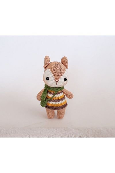CARMELİNA Squirrel Toy - 100% Hand Knitted Amigurumi