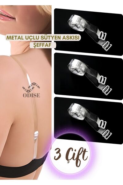 ODISE 3 ζεύγη διαφανές λουράκι σουτιέν με μεταλλικές άκρες (6 ΤΕΜ)