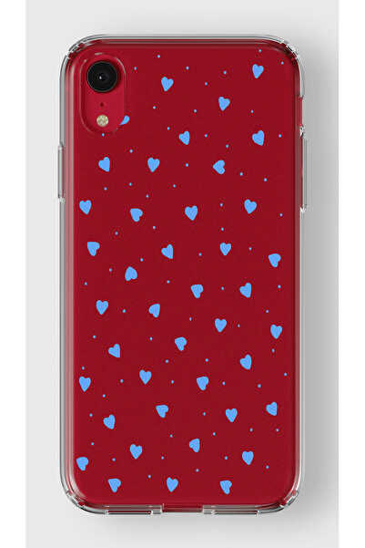 moonset XR Uyumlu Minik Kalpler Tasarımlı Baskılı Şeffaf Telefon Kılıfı