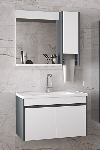 Alfa Banyo Estella-oa -65 Cm Ayna Dolaplı Seramik Lavabolu Mdf Banyo Dolabı Seti **hazır Kurulu**