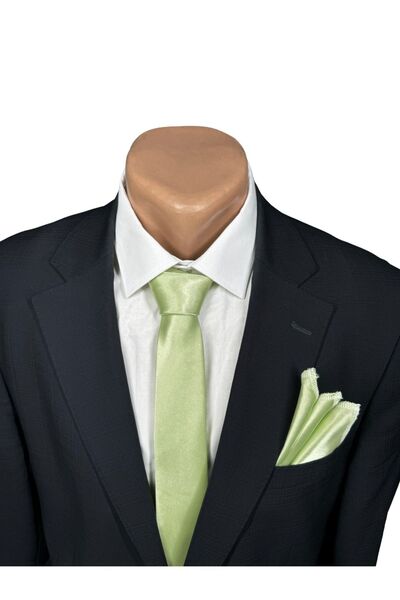 HARES Light Pistachio Green Satin - Limited Edition Tie and Handkerchief Set
