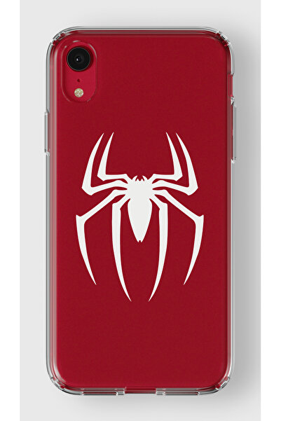 moonset Iphone Xr Uyumlu Örümcek Logo Tasarımlı Baskılı Şeffaf Telefon Kılıfı