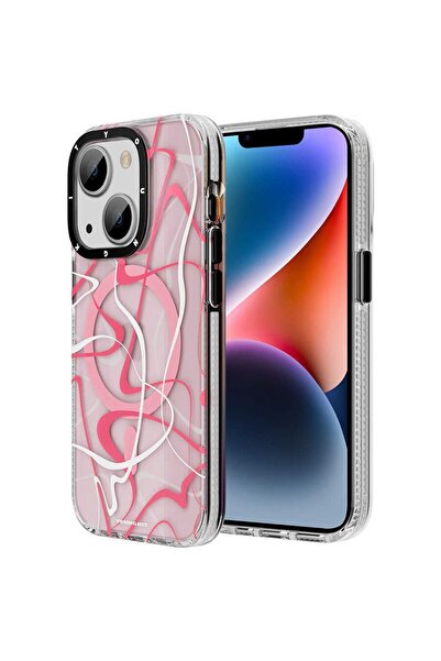 Youngkit Apple iPhone 14 Plus Uyumlu MagSafe Özellikli Water Ink Beyaz Kılıf