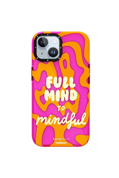 Youngkit iPhone 15 Kılıf Yazı Desenli Youngkit Mindfullness Serisi Kapak Mor