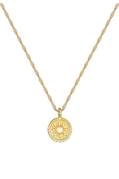 ELLI Halskette Damen Kordel Münzanhänger Rund Sonne Vintage Trend Aus 925 Sterling Silber