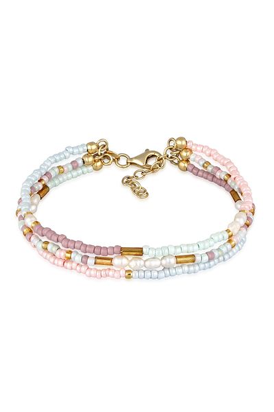 ELLI Armband Süßwasserzuchtperlen Glas 3-reihig 925 Silber