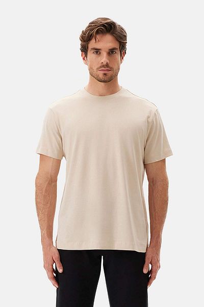 Dagi Beige Supima T-Shirt – Rundhalsausschnitt, kurze Ärmel