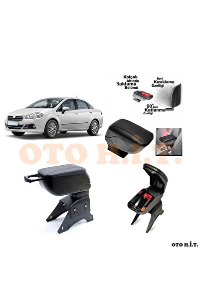 OTO H.İ.T. Fiat Linea Makyajlı Uyumlu Kol Dayama Ve Kolçak Sürgülü Bardaklıklı Ayarlanabilir Siyah Deri