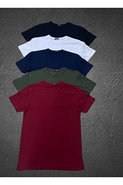 Est Estola Erkek Siyah Beyaz Lacivert Haki Bordo Slim Fit Bisiklet Yaka Sade ...