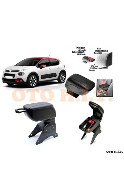 OTO H.İ.T. Citroen C3 16 Üzeri Uyumlu Kol Dayama Ve Kolçak Sürgülü Bardaklıkl...