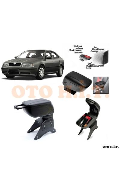 OTO H.İ.T. Skoda Octavia 99-05 Uyumlu Kol Dayama Ve Kolçak Sürgülü Bardaklıkl...