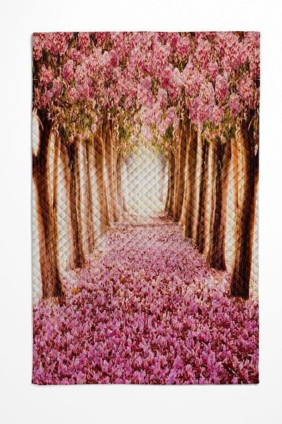Else Dekor Pink Love Way Patterned Printed Double Bedspread and Pillowed Pique Set