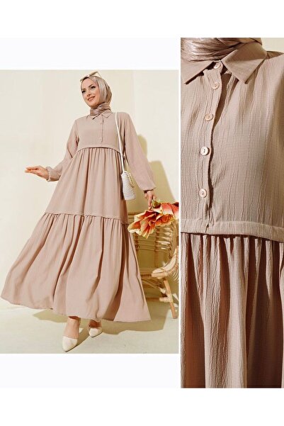 YILMAZBARMAZ Γυναικείο φόρεμα γιακά πουκάμισου από ύφασμα βισκόζης