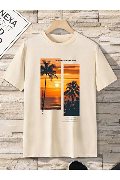 NoVibe Μπλουζάκι Unisex "The Sun Goes Down" με στάμπα 100% βαμβακερό κοντομάνικο μπλουζάκι